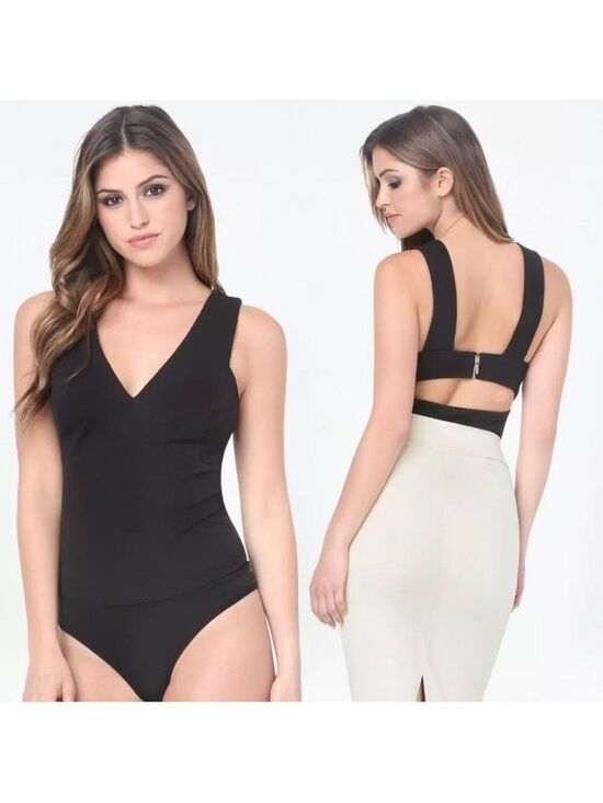 bebe Tops - Bebe Black Sleeveless V-Neck Bodysuit Top